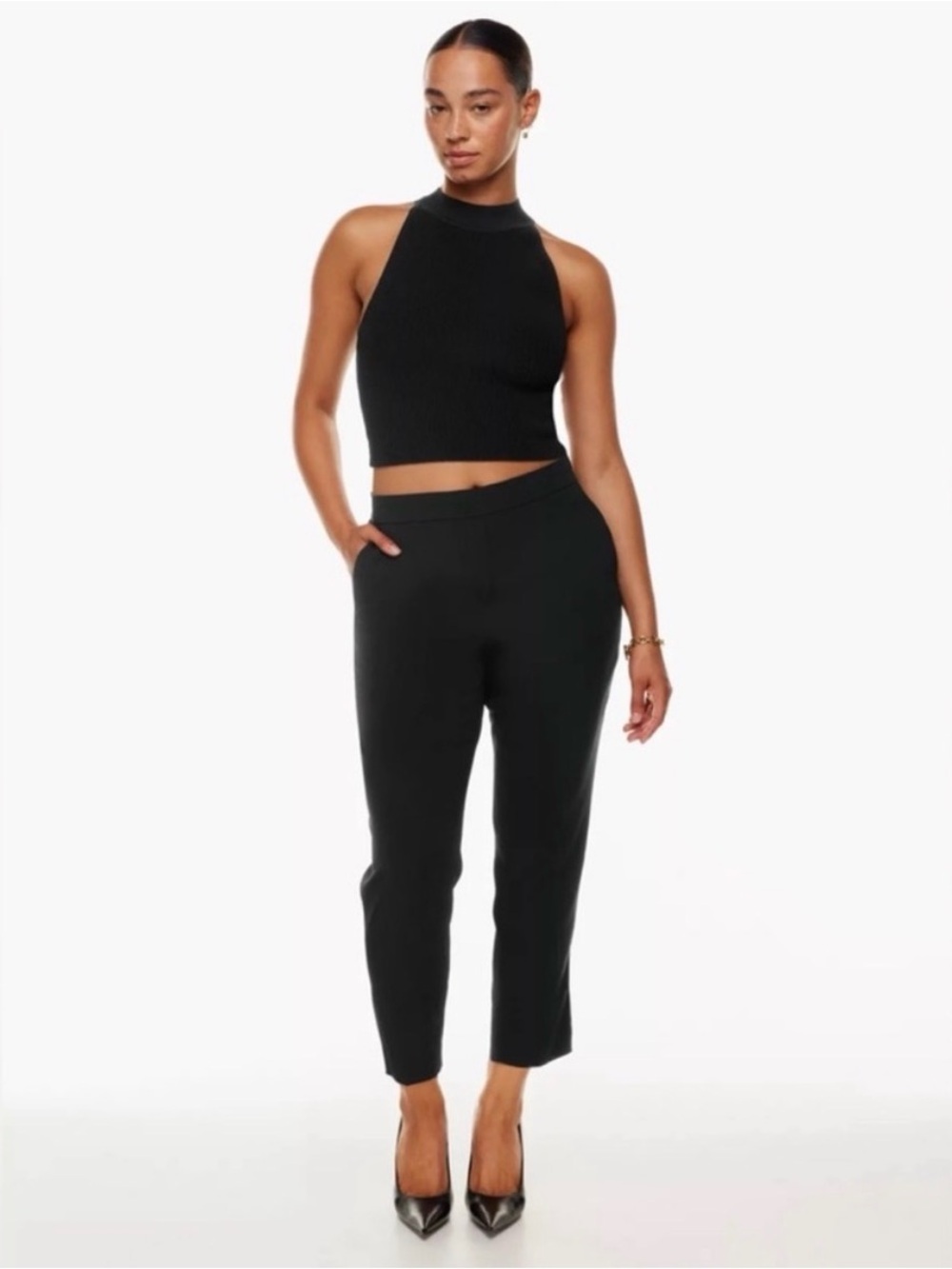 Aritzia Babaton Conan Cropped Pants Black Size 6 | Tailored Work Office Trousers